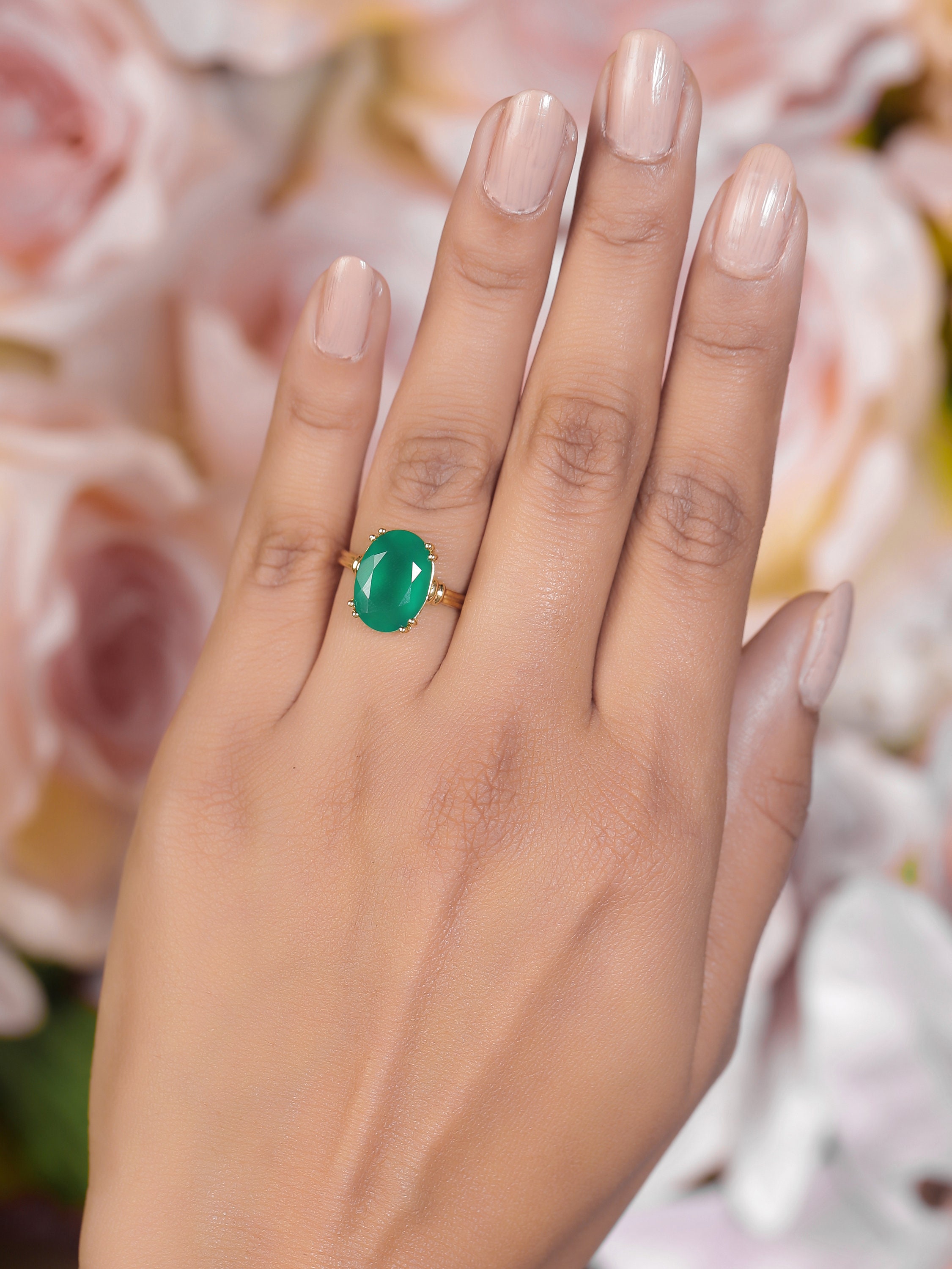 Green Onyx Gemstone Solid 925 Sterling Silver Designer Gold