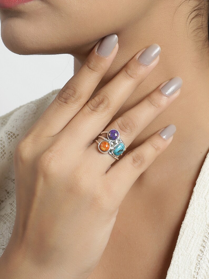 Blue Copper Turquoise Mohave Turquoise Gemstone Solid 925 Sterling Silver Designer Handmade Ring December Birthstone