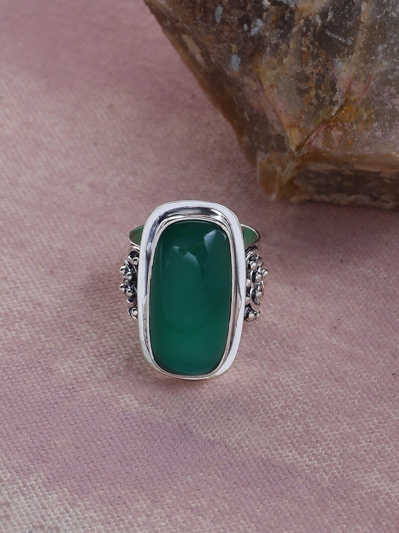 Green Onyx Gemstone Solid 925 Sterling Silver Designer Etsy