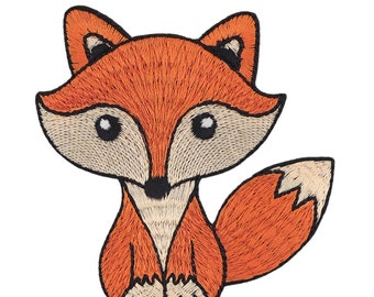 aa17 - Fox Orange iron-on patch, iron-on patch, appliqué patch, children's size 7.8 x 7.5 cm