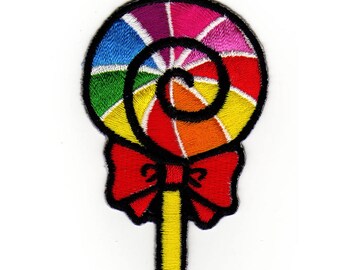 Patch Lutscher Lolly Süßigkeiten mit Pailletten Bügelbild Applikation