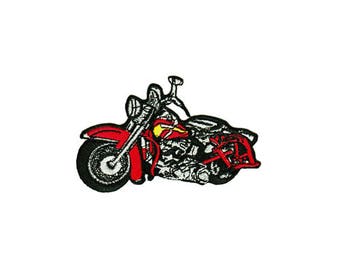 Motorrad Rennfahrer Biker Patches Auf Aufnäher // Bügelbild 6,3x5,3cm rot