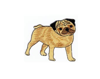 ab62 Französische Bulldogge Hund Mops Aufnäher Bügelbild Applikation 7,6 x 6,6cm