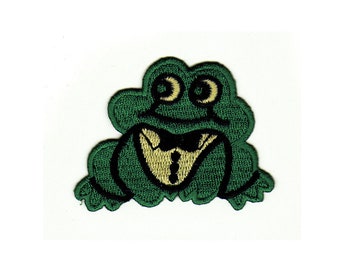grün Patches Aufbügeln Frosch 12,3x7,3cm Aufnäher // Bügelbild