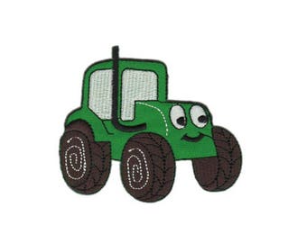 Aufnäher Traktor Kinder Bügelbild Patches Aufbügeln 6,5x5cm grün