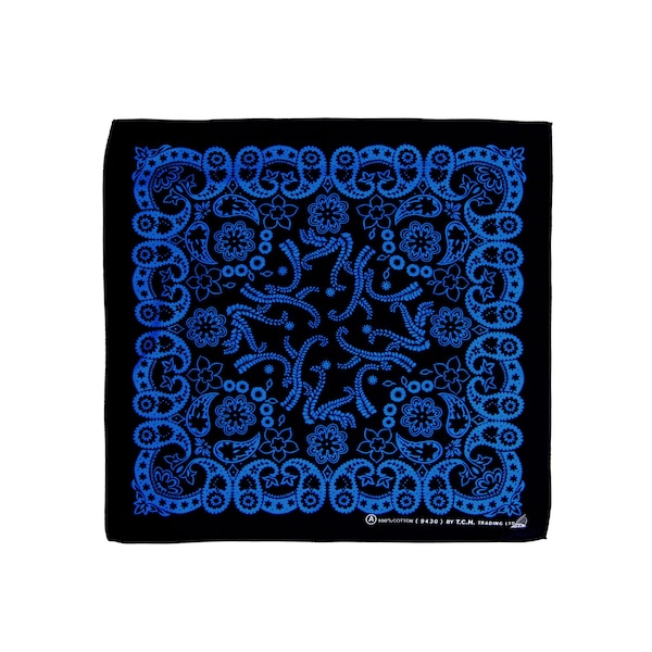 k118 - Black Blue Pattern Cloth cotton headscarf Bandana neck scarf Nickituch approx. 51 x 51 cm One-sided printed