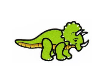 ak74 Dinosaurier Aufnäher Grün Tier Kinder Bügelbild Applikation Patch Flicken Größe 9,8 x 5,2 cm