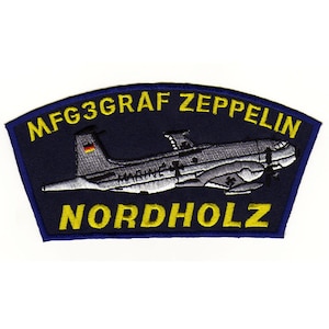 ae02 MFG3GRAF Zeppelin Nordholz Aufnäher Blau Luftwaffe Bundeswehr Bügelbild Applikation Patch Flicken Größe 14,0 x 7,4 cm