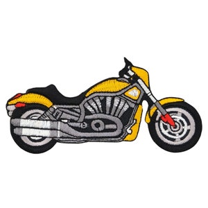 am78 - Motorcycle Yellow Iron-on Patch Iron-on Patches Application Patch Size 10.7 x 5.4 cm