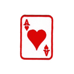 au87 Ass Herz Karte Poker Rockabilly Tattoo Aufnäher Bügelbild Applikation Patch Flicken Größe 5,5 x 7,5 cm