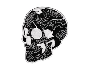 Backpatch#45 Skull Black Skull Large Patch Back Patch Biker Cowl Iron-on Application Patch Size 16.0 x 21.0 cm