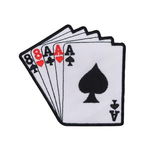 ab39 - Karten Full House Poker Aufnäher Bügelbild Applikation Patch Flicken Größe 9,0 x 8,7 cm