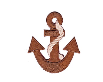 bf46 Anchor Brown Patch Seafaring Rockabilly Tattoo Iron-On Application Patch Size 6.0 x 7.0 cm