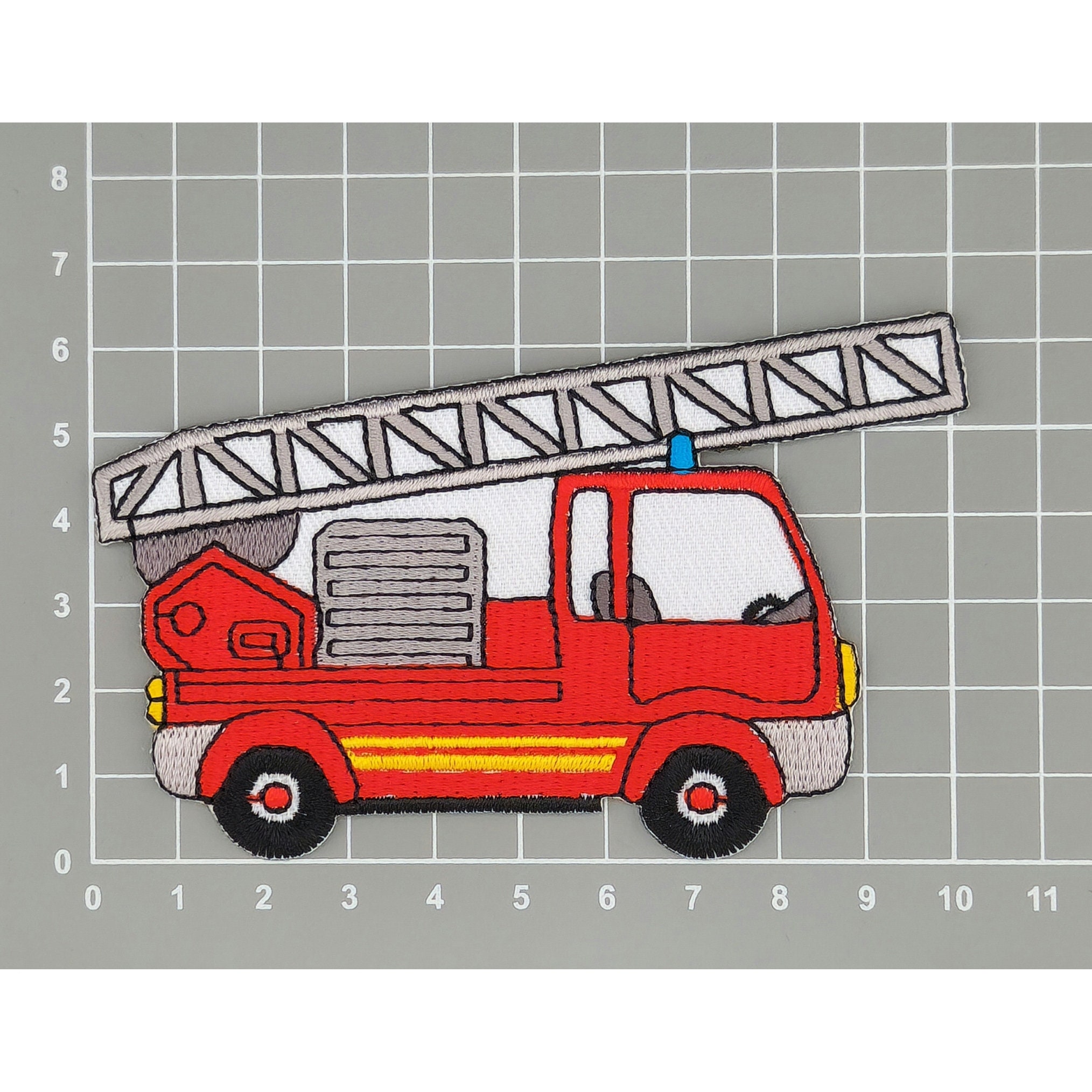 Feuerwehrwagen Aufnäher – Bestickter Bügel- Oder Nähpatch, 10,5 X 6,2 Cm