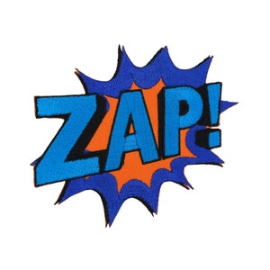 ad66 - ZAP Sprechblase Aufnäher zum aufbügeln Bügelflicken Bügelbild Applikation Patch Flicken Größe 10,0 x 8,8 cm