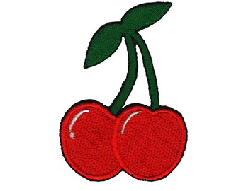 ab51 Kirschen Obst Rockabilly Tattoo Aufnäher Bügelbild Applikation Patch Flicken Größe 5,9 x 8,5 cm