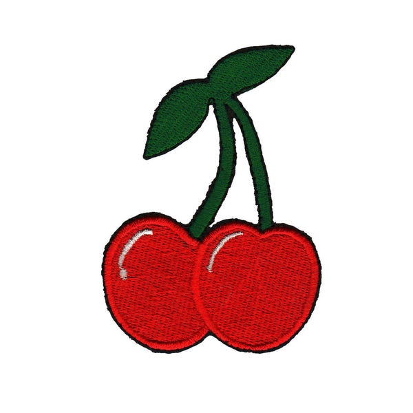 ab51 Kirschen Obst Rockabilly Tattoo Aufnäher Bügelbild Applikation Patch Flicken Größe 5,9 x 8,5 cm