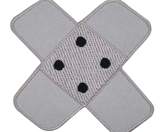 ah97 - Gipsgrijze patch om op te strijken of te naaien, opstrijkpatch, broekpatch, opstrijkafbeelding, applicatiepatch, afmeting 7,3 x 7,3 cm