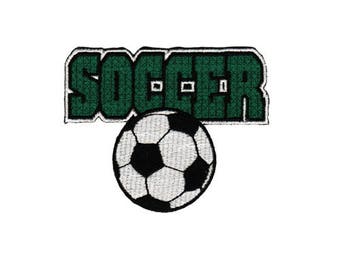 bc27 SOCCER Fußball Aufnäher Sport Ball Kicker Bügelbild Applikation Patch Flicken Größe 8,5 x 6,8 cm