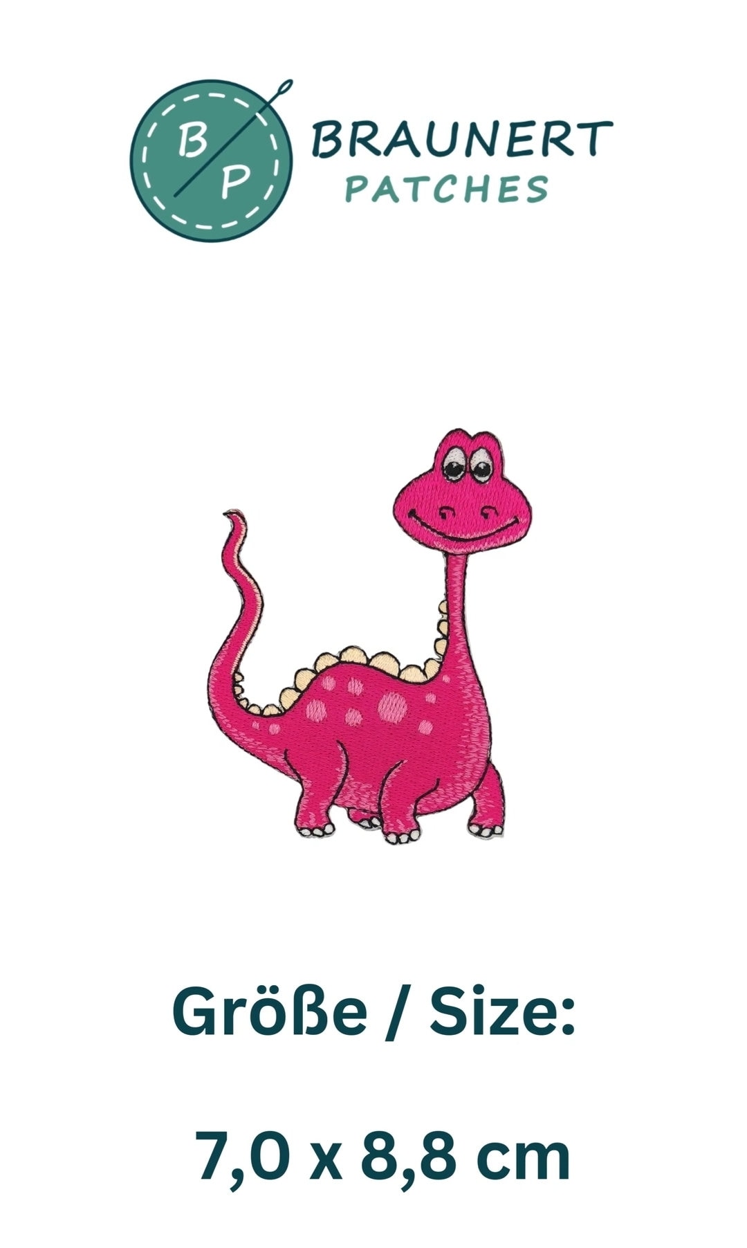 Bc37 - Dino Pink Aufnäher Zum Aufbügeln Aufnähen Bügelflicken Kinder Bügelbild Applikation Bügelpatch Patch Dinosaurier Größe 7 X 8,8 Cm
