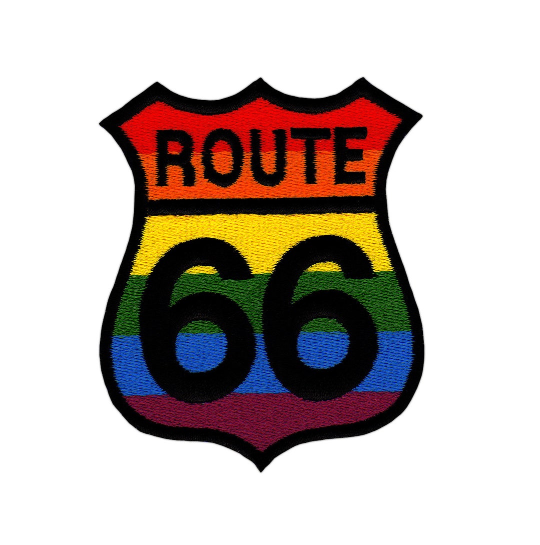 Patch Brodé Route 66 Arc-en-ciel - À Coudre Ou à Thermocoller - Tissu - Fabriqué Au Royaume-Uni - Neuf
