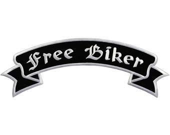 Backpatch#59 Free Biker Top Rocker Groß Aufnäher Rückenaufnäher Biker Kutte Bügelbild Applikation Patch Flicken Größe 33,5 x 11,5 cm