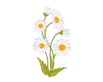 ae68 Madeliefje Bloem Witte Strijkpatch Applicatie Afmeting 5,6 x 10,0 cm