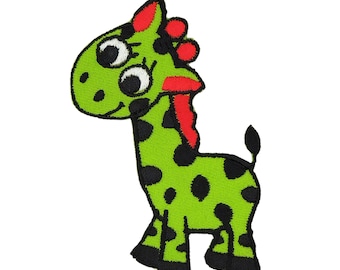 aa38 - Giraffe Grün Aufnäher zum aufbügeln Bügelflicken Bügelbild Applikation Patch Flicken Kinder Größe 5,2 x 7,6 cm