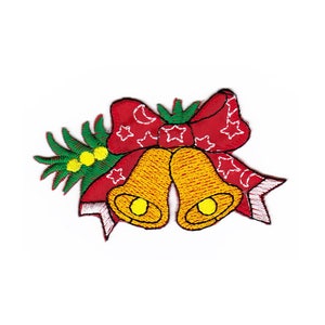 ak56 Christmas bells gold patch winter Christmas iron-on application patch size 8.7 x 4.8 cm