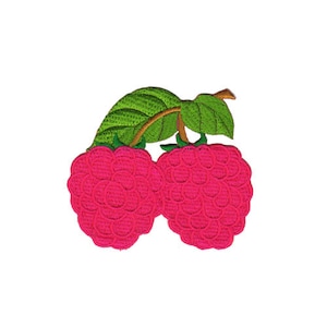 bc39 Frambozen Roze Patch Fruit Eten Kinderen Strijkapplicatie Patch Formaat 8,0 x 7,0 cm
