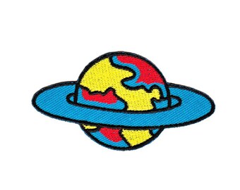 as24 Saturn Aufnäher Weltall Raumfahrt Bügelbild Applikation Patch Flicken Größe 7,9 x 4,2 cm