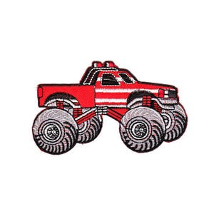 as27 Monster Truck Red Car Pickup Patch Iron-On Applique Patch Children Size 10.0 x 5.8 cm