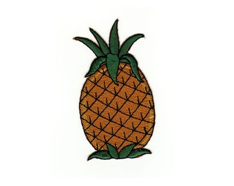 ag42 Pineapple Brown Patch Fruit Food Children Iron-On Applique Patch Size 4.5 x 8.5 cm