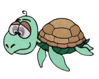 ap78 - Turtle Green Iron-On Patch for Sewing Children Baby Iron-On Patches Iron-On Image Application Iron-On Patch Size 9.2 x 6.0 cm