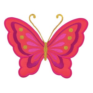 Rugpatch #35 - Grote vlinderpatch roze 20,2 x 15,4 cm strijkapplicatie XXL patch vlinderpatch