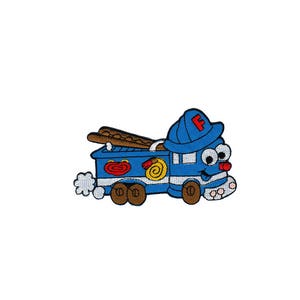 Patch thermocollant pour enfant Motif pompier bleu BD ad30 Taille 10,6 x 6,4 cm