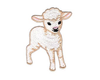 an78 Lamb Sheep Animals Children Patch Iron-On Application Patch Size 6.9 x 4.7 cm