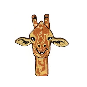 aa20 Giraffe Kopf Tiere Zoo Kinder Aufnäher Bügelbild Applikation Patch Flicken Größe 7,2 x 8,3 cm