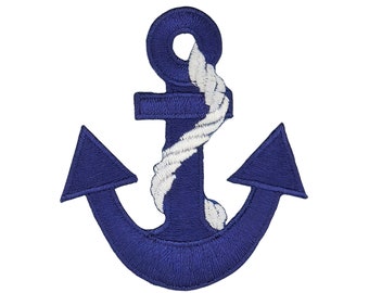 af03 - Anchor Blue Iron-on or Sew-on Patch, Nautical Theme, Iron-on Applique, Patch, Size 5.8 x 6.6 cm