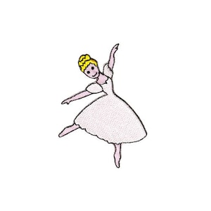 bb53 Ballerina White Ballet Patch Children Baby Girl Iron-On Applique Patch Size 7.0 x 9.0 cm