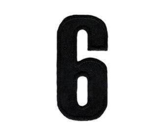 as48 Number 6 Six Black Sew-On Badge Iron-On Applique Patch Size 2.5 x 5.0 cm