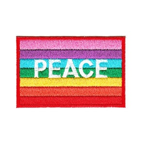 as37 Peace Flagge Regenbogen Farbe Aufnäher Bügelbild Applikation Patch Flicken Größe 9,0 x 6,0 cm