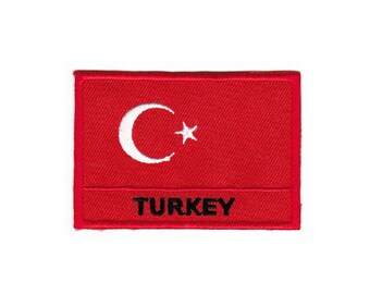 an32 Turkey Türkei Flagge Reisen Aufnäher Bügelbild Applikation Patch Flicken Größe 7,0 x 4,7 cm