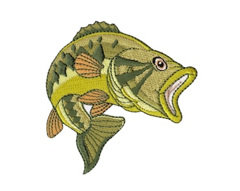 aa97 Fish Green Carp Patch Iron-On Applique Patch Size 7.0 x 7.7 cm