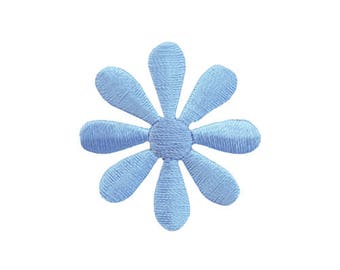 ap99 Blüte Blau Blume Aufnäher Pflanzen Bügelbild Applikation Patch Flicken Größe 3,5 x 3,5 cm