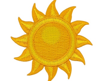 an92 - Patch thermocollant Jaune Soleil, thermocollant, patch appliqué, taille 5,4 x 5,4 cm