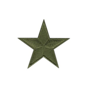 May include: A five-pointed star patch in a dark green colour.