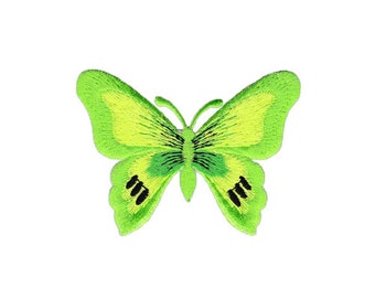 bg71 Butterfly Neon Green Butterfly Iron-On Applique Patch Size 7.7 x 5.6 cm
