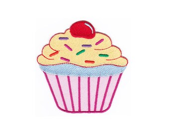 ao92 Cup Cake Muffin Süßes Aufnäher Bügelbild Applikation Patch Flicken Größe 8,2 x 8,2 cm