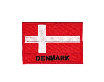 ac51 Denmark Dänemark Flagge Reisen Länder Aufnäher Bügelbild Applikation Patch Flicken Größe 7 x 4,8 cm